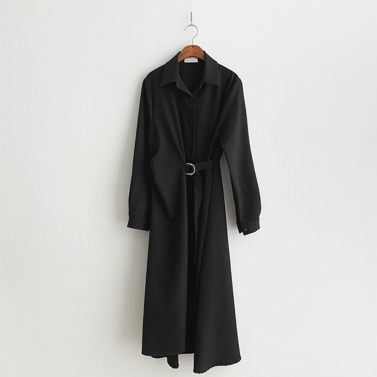 アシンメトリー 襟付き ミモレ丈 ドレス ワンピース