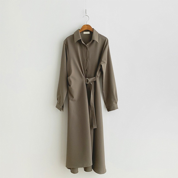 アシンメトリー 襟付き ミモレ丈 ドレス ワンピース