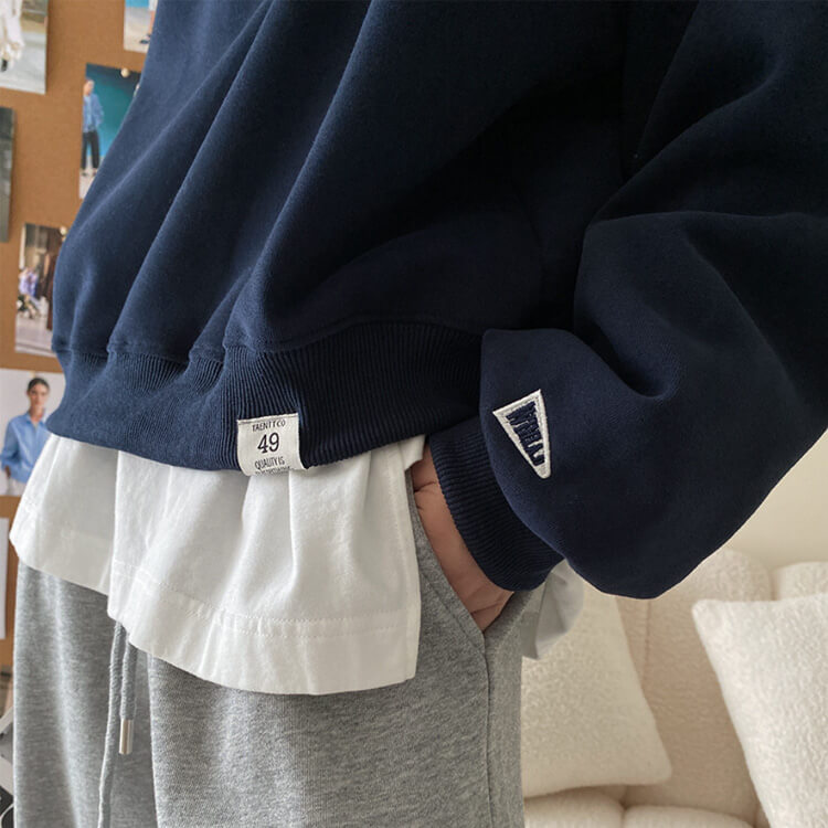 ファスナー付き POLOカラー 長袖 スエットトップス