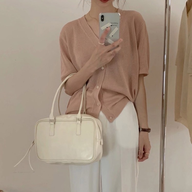 半袖 シースルー Vネック カーディガン