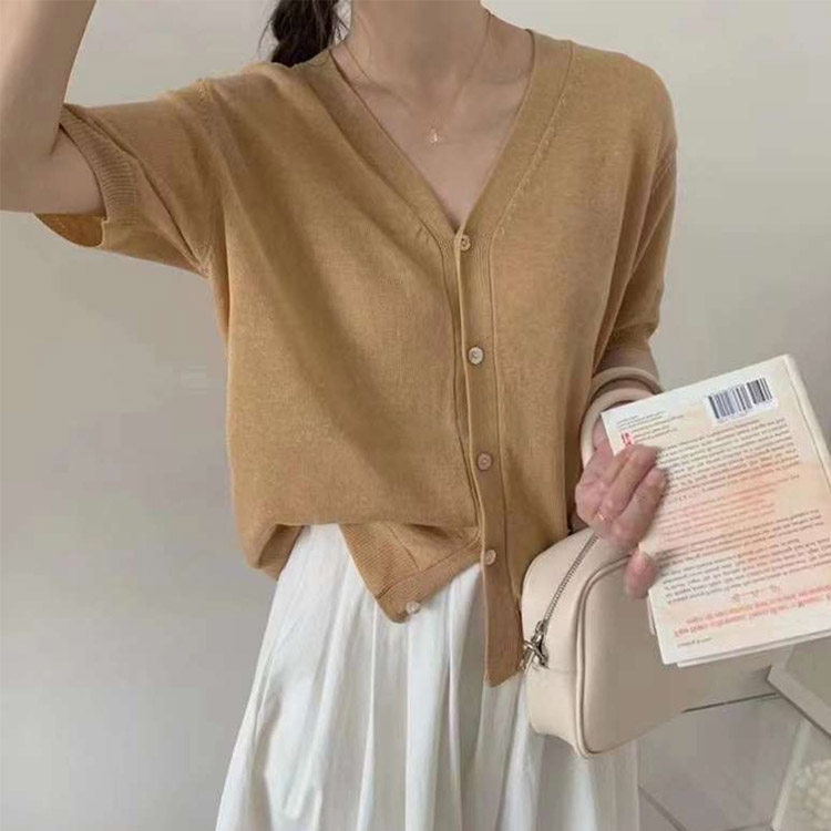 半袖 シースルー Vネック カーディガン