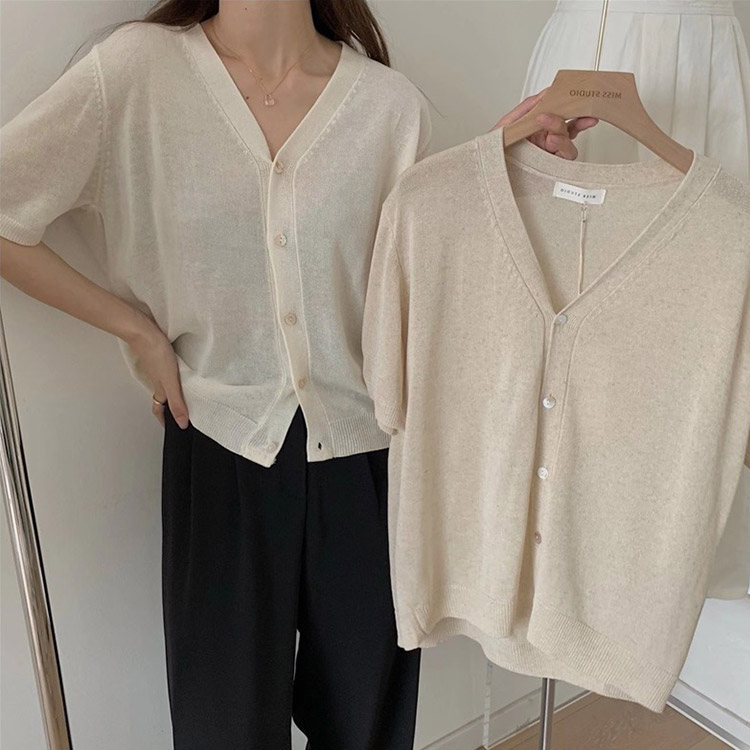 半袖 シースルー Vネック カーディガン