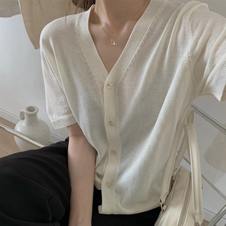 半袖 シースルー Vネック カーディガン