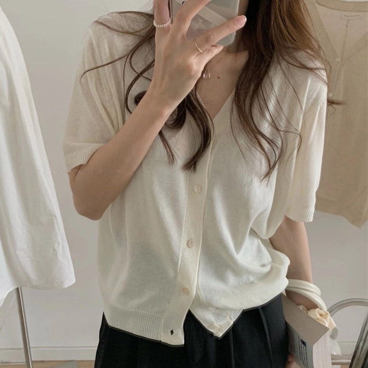 半袖 シースルー Vネック カーディガン