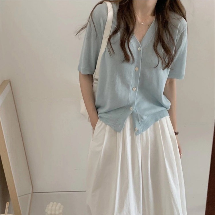 半袖 シースルー Vネック カーディガン