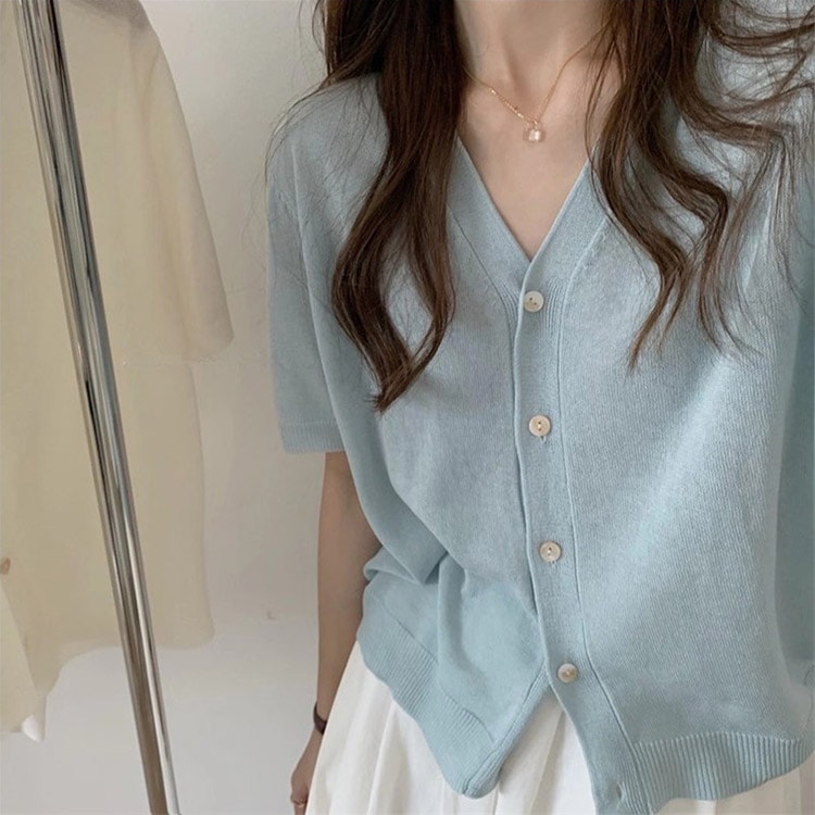 半袖 シースルー Vネック カーディガン