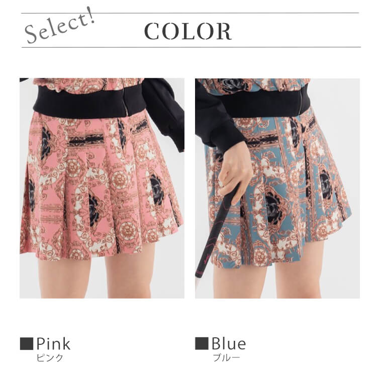 韓国ゴルフウェア スカーフ柄 プリーツ ミニスカート | スポーツ