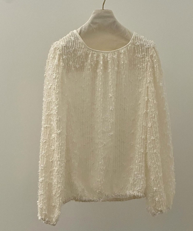 フェザーレース シアーブラウス トップス

