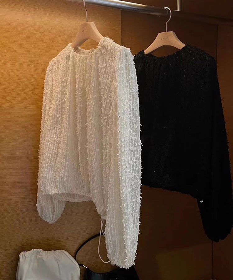 フェザーレース シアーブラウス トップス

