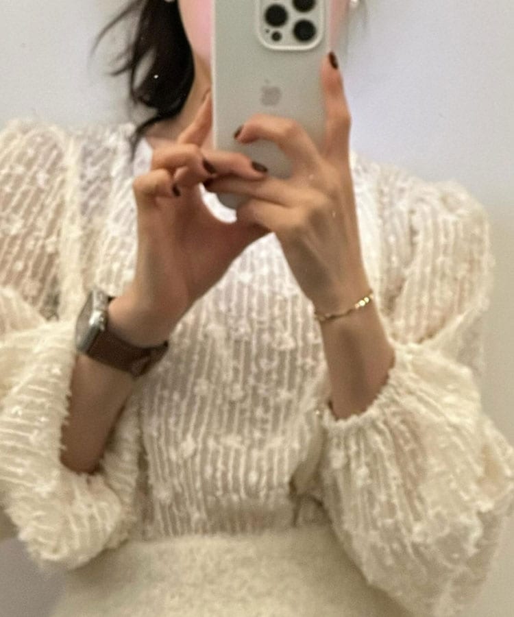 フェザーレース シアーブラウス トップス

