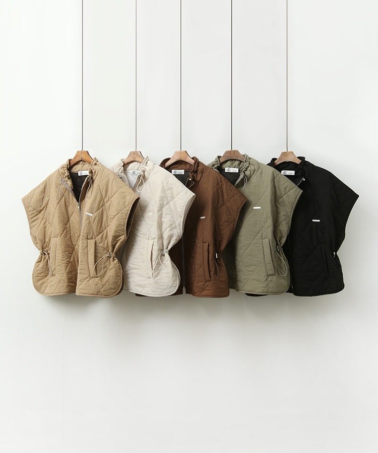 中綿入り キルティング 半袖 ジャケット 韓国ゴルフウェア