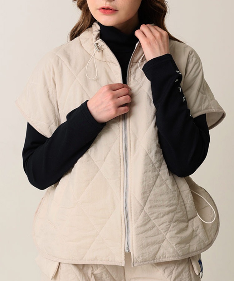 中綿入り キルティング 半袖 ジャケット 韓国ゴルフウェア