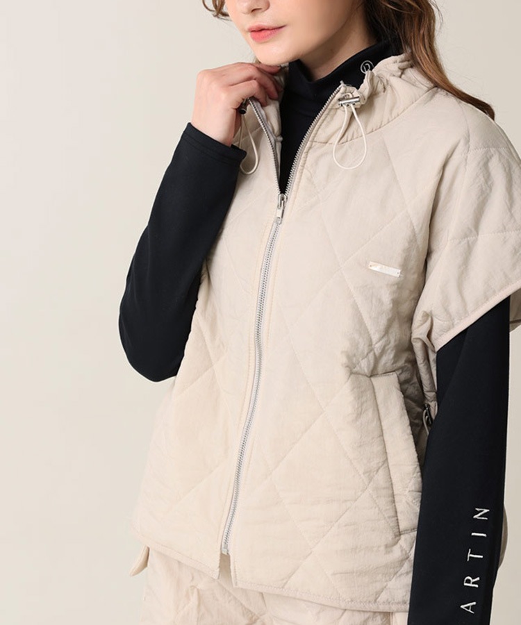 中綿入り キルティング 半袖 ジャケット 韓国ゴルフウェア