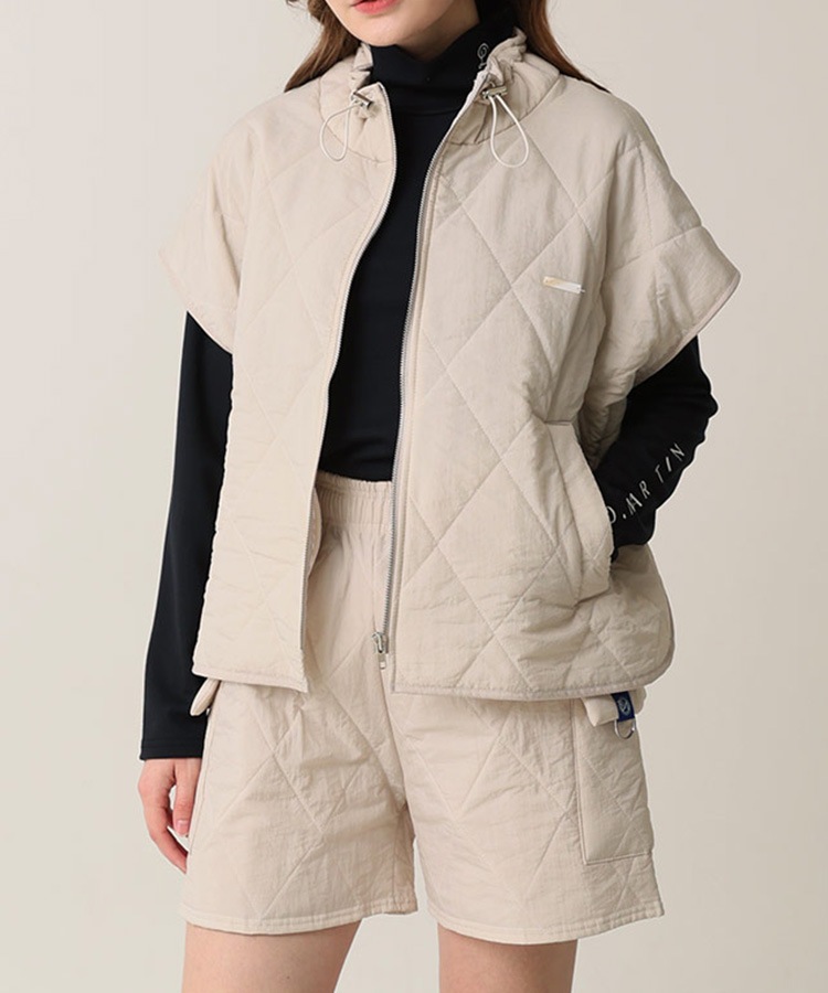 中綿入り キルティング 半袖 ジャケット 韓国ゴルフウェア