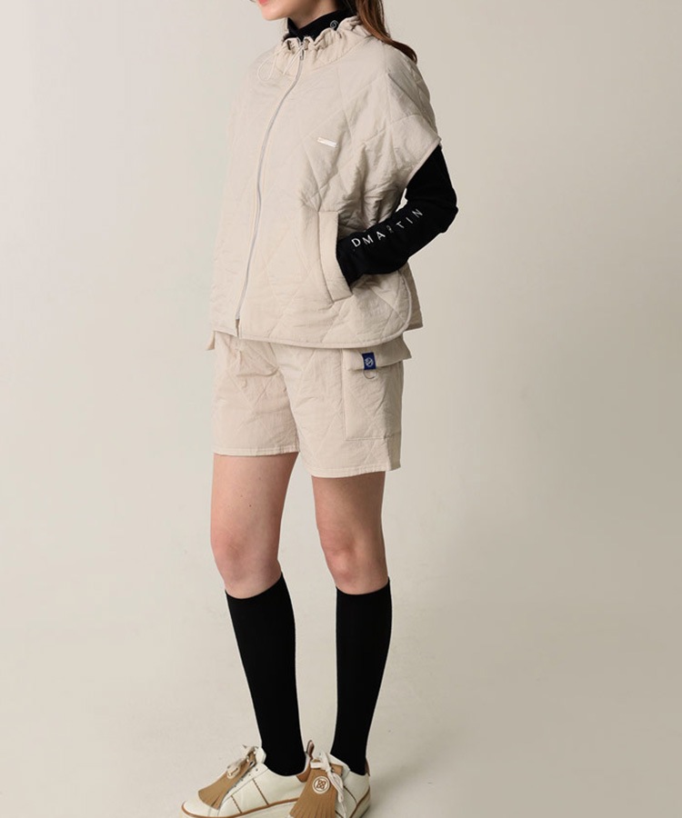 中綿入り キルティング 半袖 ジャケット 韓国ゴルフウェア