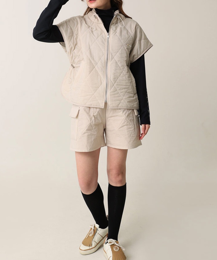 中綿入り キルティング 半袖 ジャケット 韓国ゴルフウェア