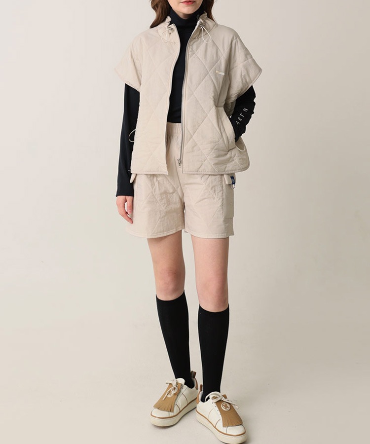 中綿入り キルティング 半袖 ジャケット 韓国ゴルフウェア