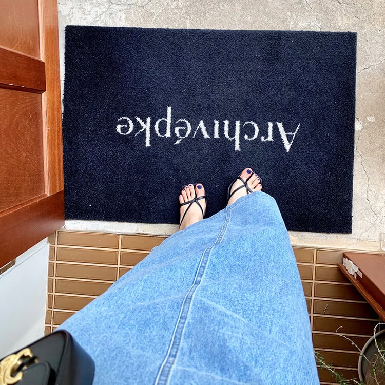 スクエアネック ミモレ丈 デニムワンピース

