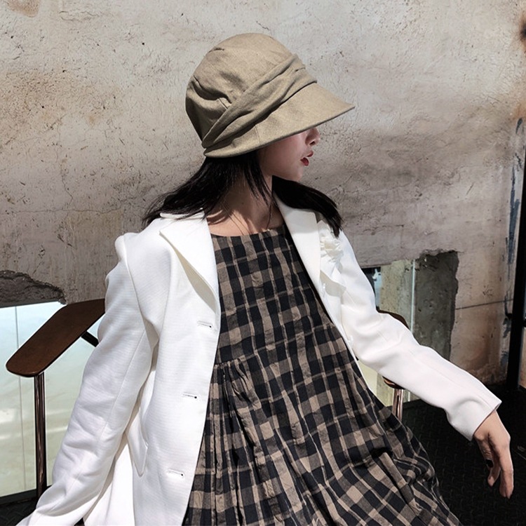 薄手 無地 コットンリネン キャスケット