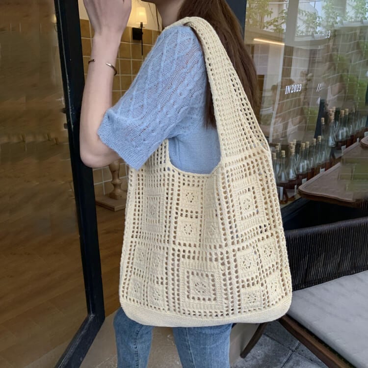 シースルー クロシェニット ショルダーバッグ