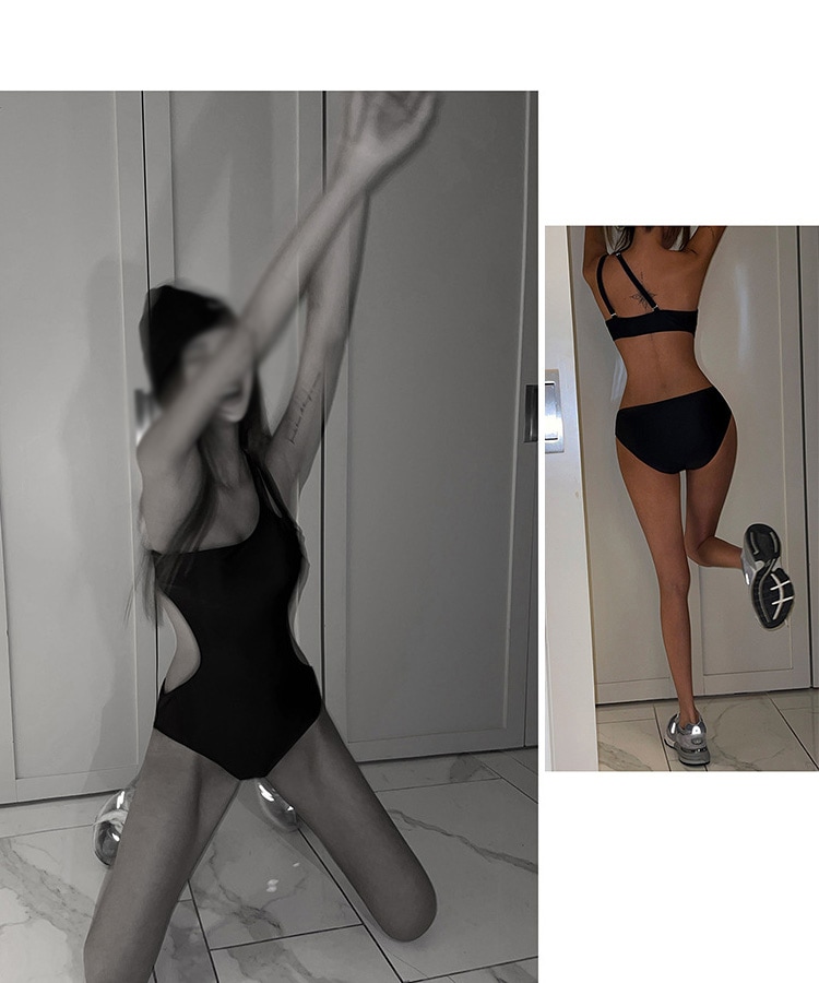 ワンショルダー サイドカット モノキニ 水着