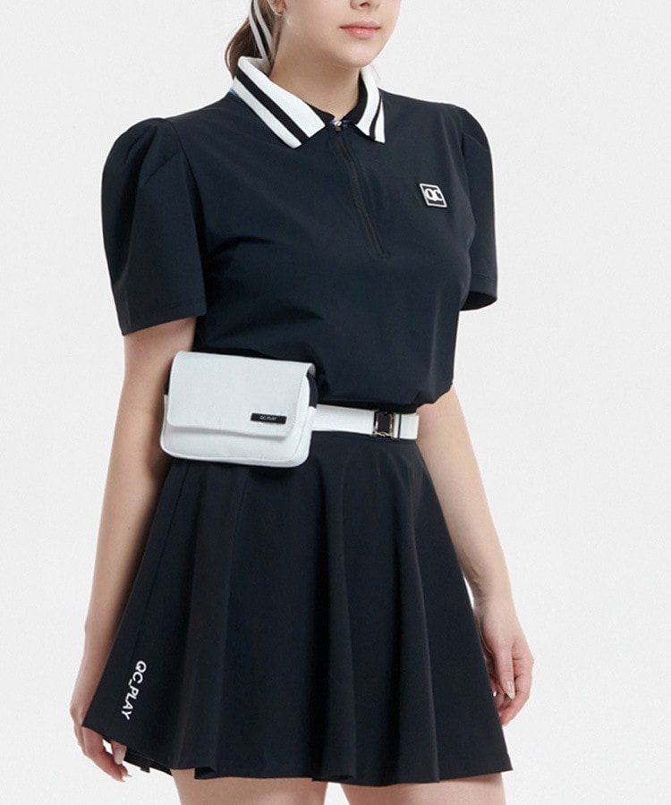 韓国ゴルフウェア ハーフジップ パフスリーブ 半袖