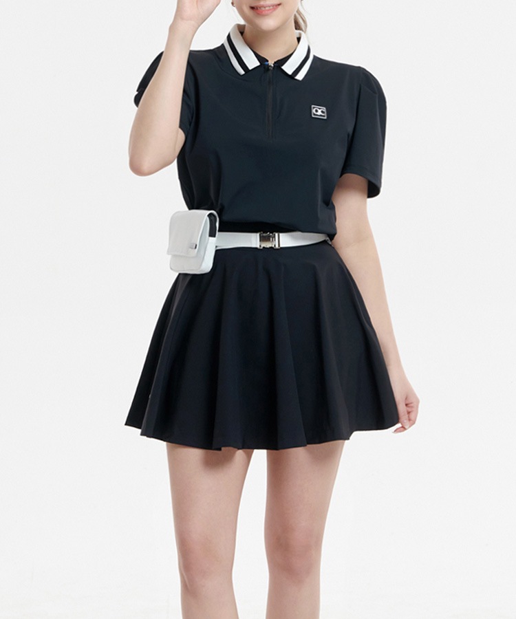 韓国ゴルフウェア ハーフジップ パフスリーブ 半袖