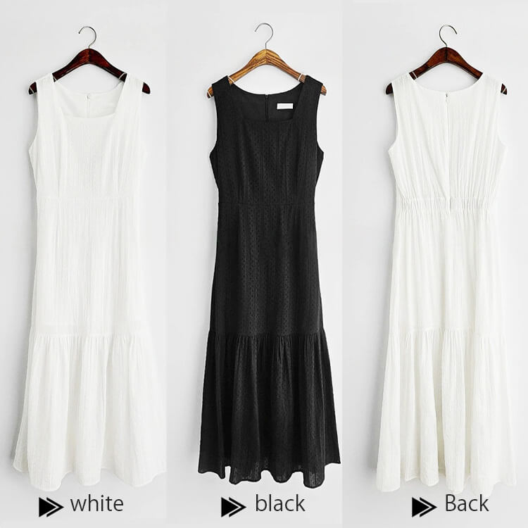 刺繍入りティアード マーメイド ロングワンピース