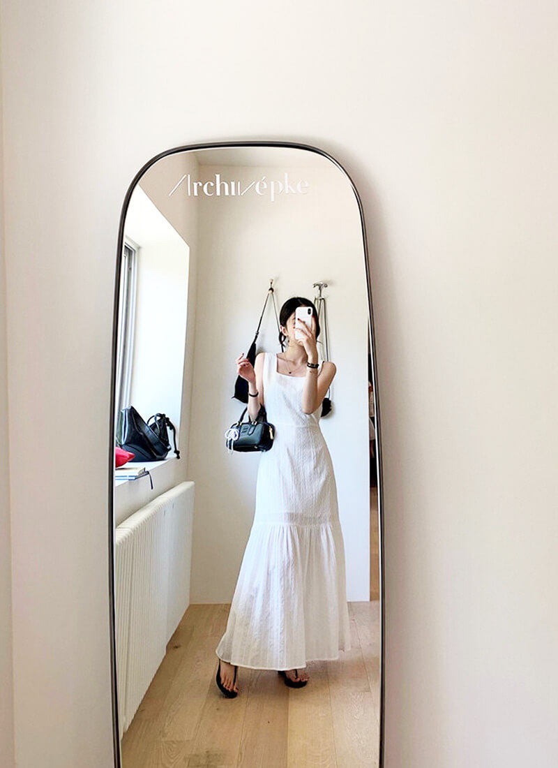 刺繍入りティアード マーメイド ロングワンピース