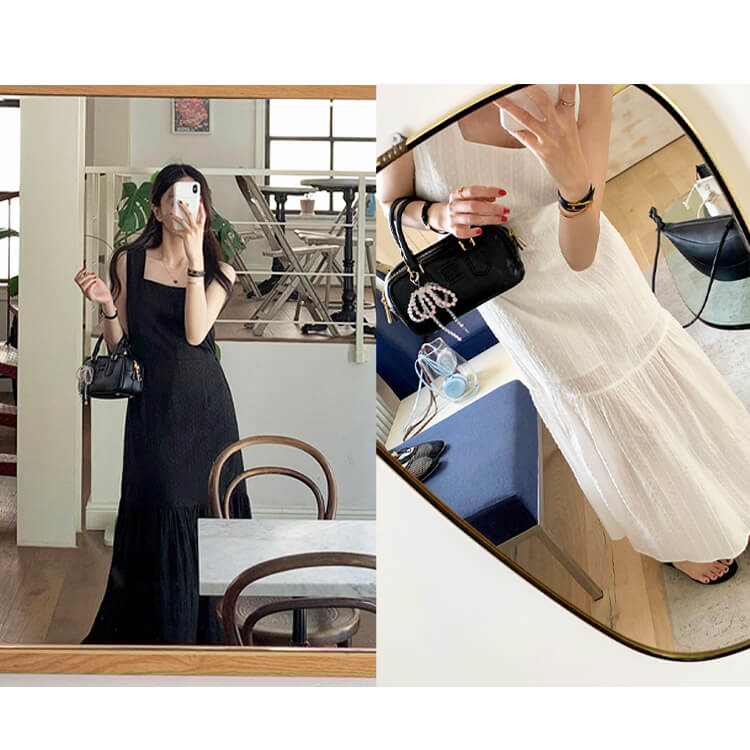 刺繍入りティアード マーメイド ロングワンピース