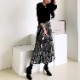 パイソン柄 ひょう柄 ロング丈 プリーツスカート