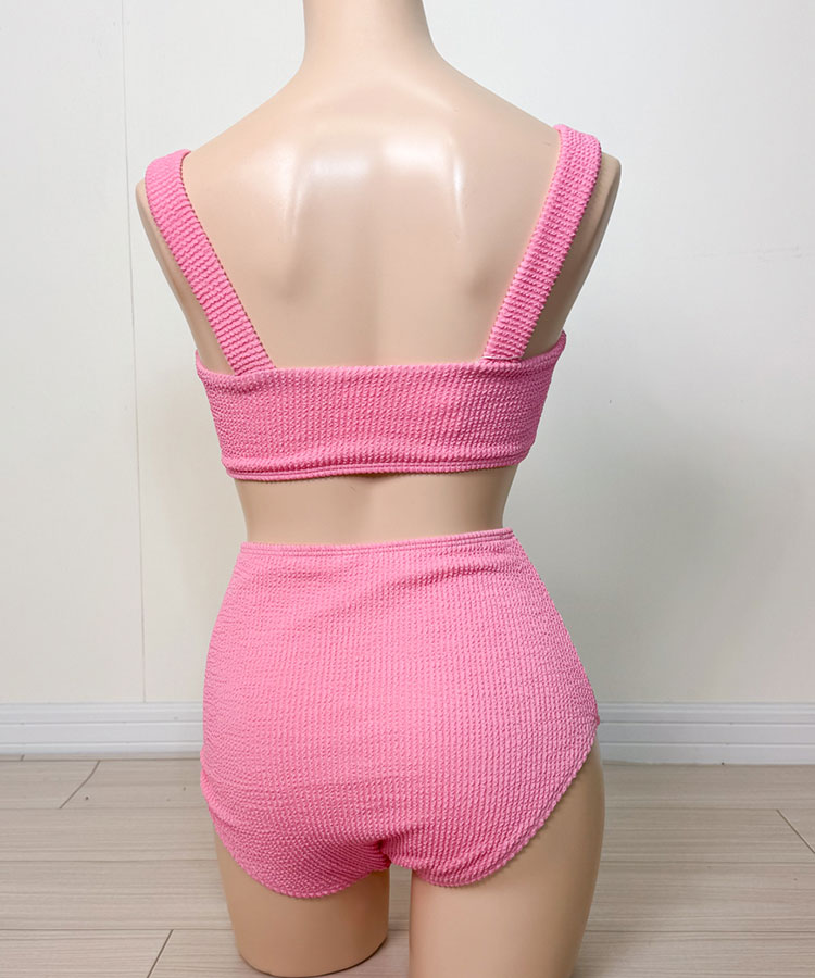 ワッフル ハイウエスト シンプル ビキニ 水着