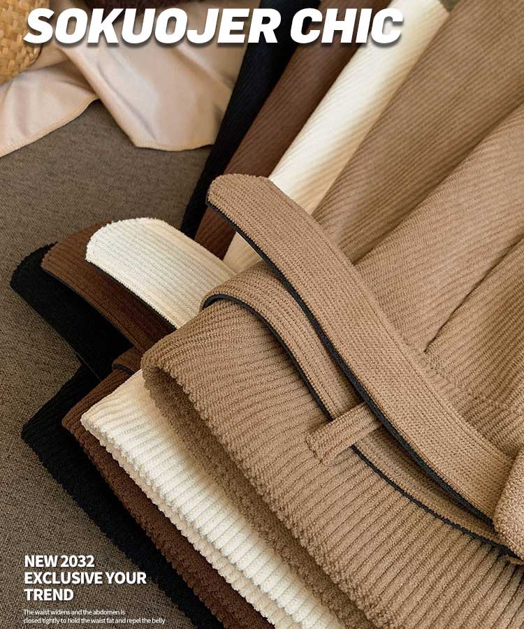 ベルト付き コーデュロイ プリーツ ミニスカート

