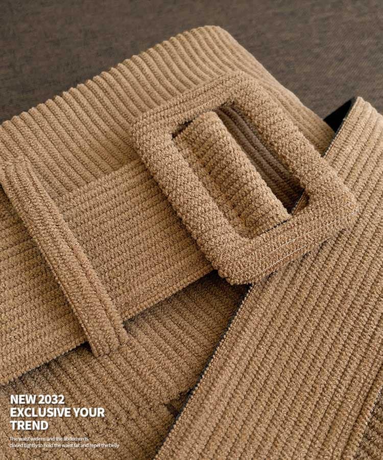 ベルト付き コーデュロイ プリーツ ミニスカート

