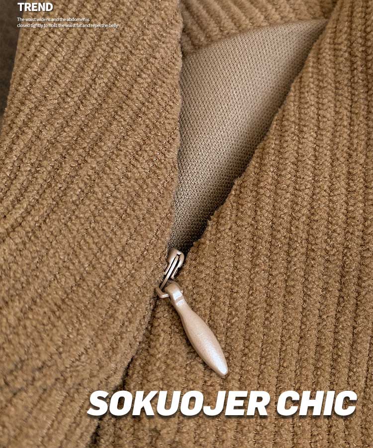 ベルト付き コーデュロイ プリーツ ミニスカート

