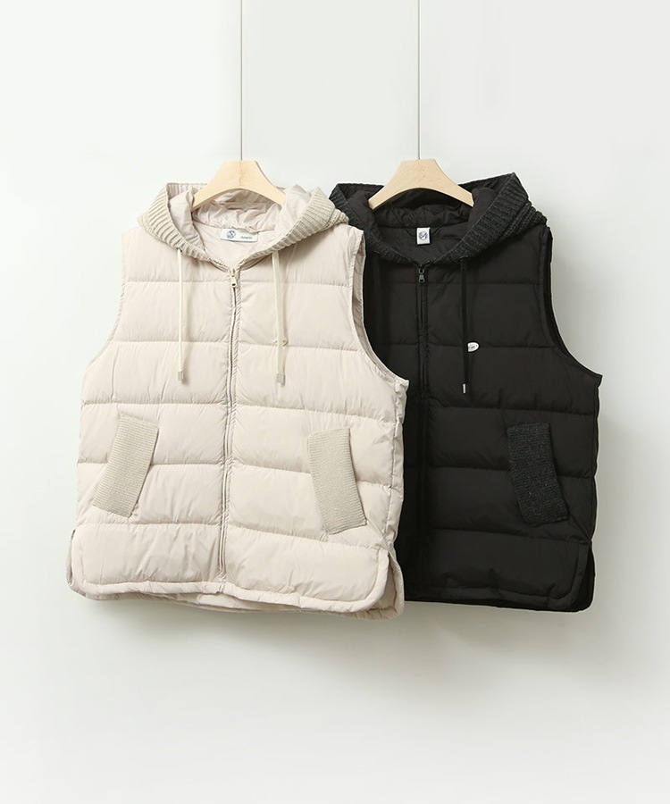ニット フード付き ダウンベスト 韓国ゴルフウェア
