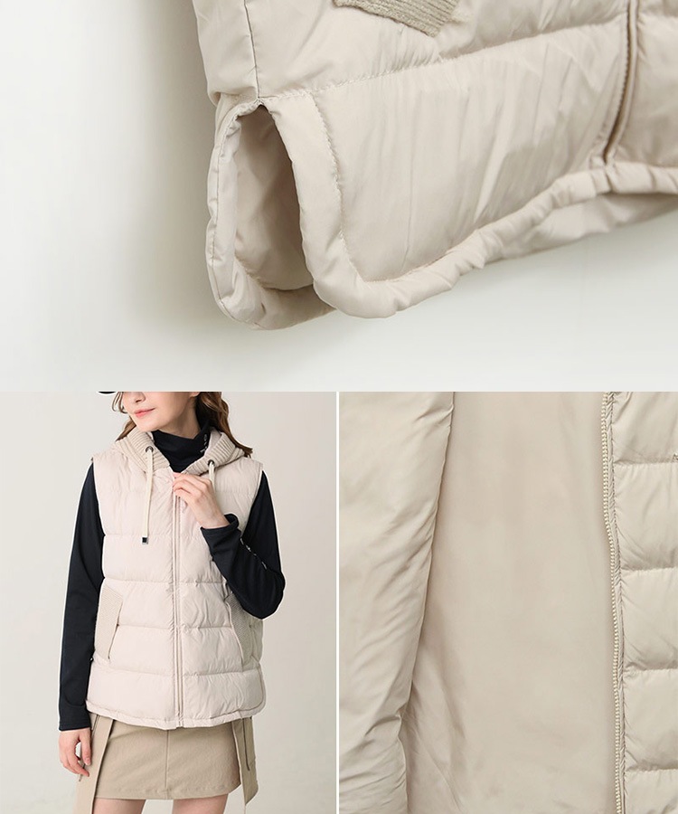 ニット フード付き ダウンベスト 韓国ゴルフウェア