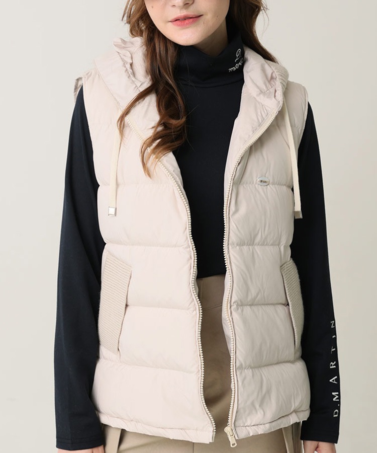 ニット フード付き ダウンベスト 韓国ゴルフウェア