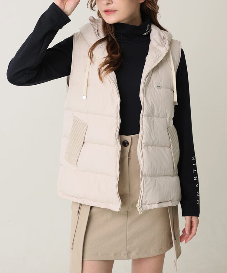 ニット フード付き ダウンベスト 韓国ゴルフウェア