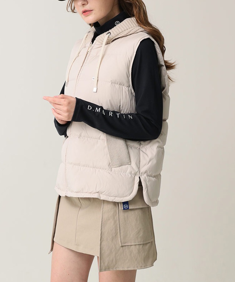 ニット フード付き ダウンベスト 韓国ゴルフウェア