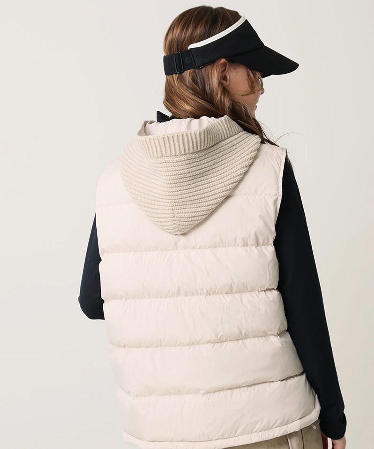 ニット フード付き ダウンベスト 韓国ゴルフウェア