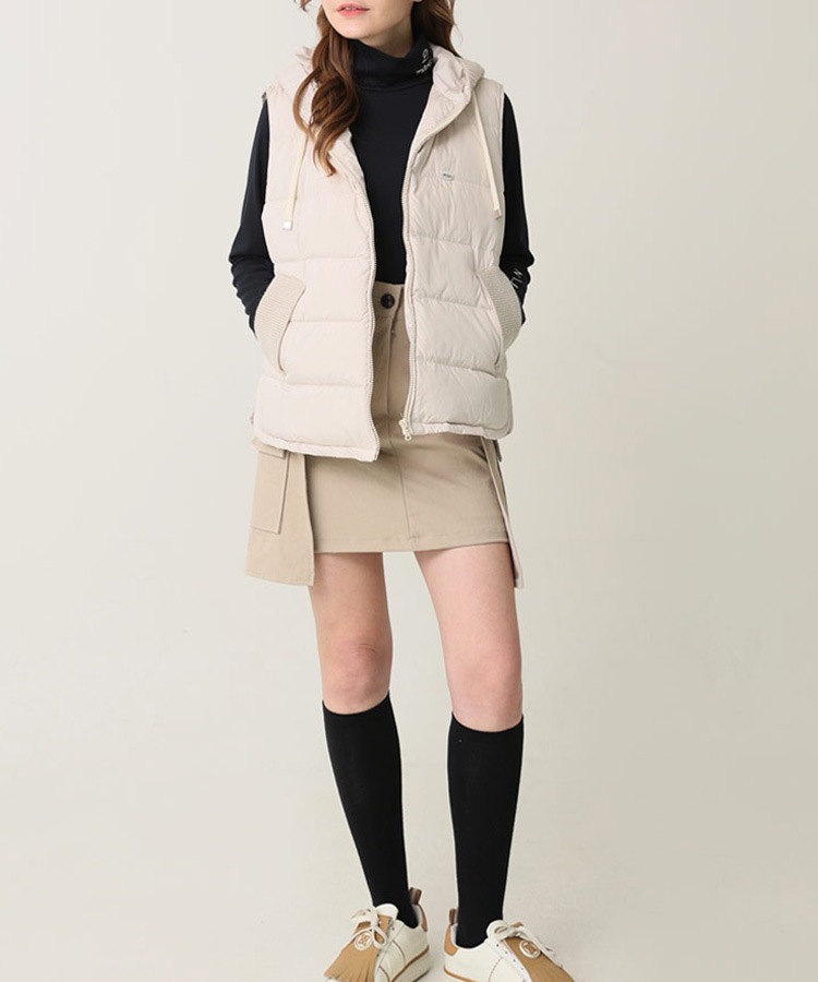 ニット フード付き ダウンベスト 韓国ゴルフウェア