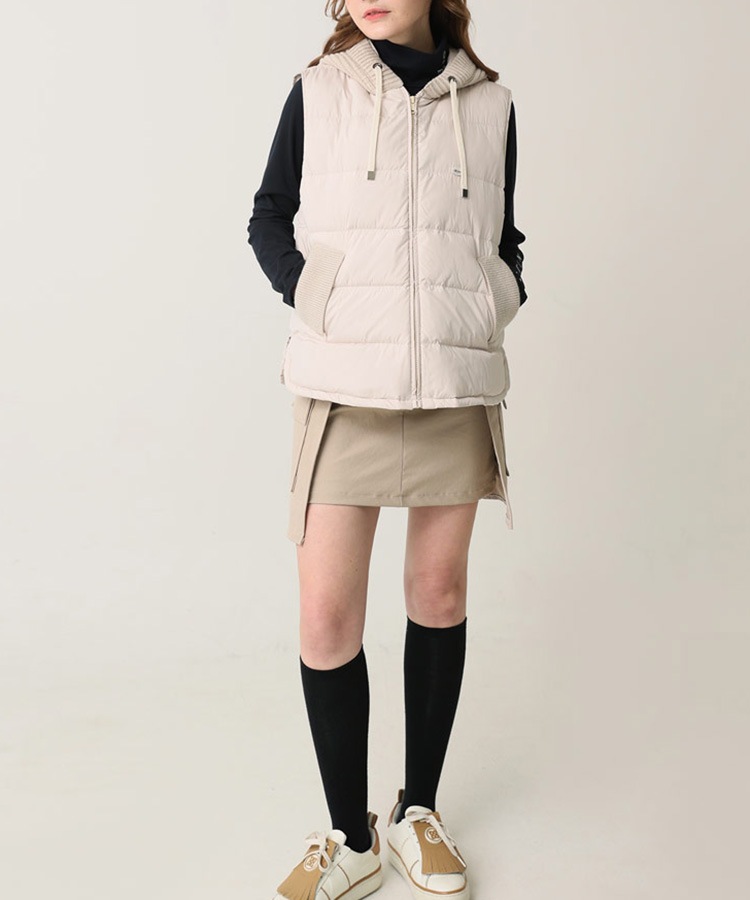 ニット フード付き ダウンベスト 韓国ゴルフウェア