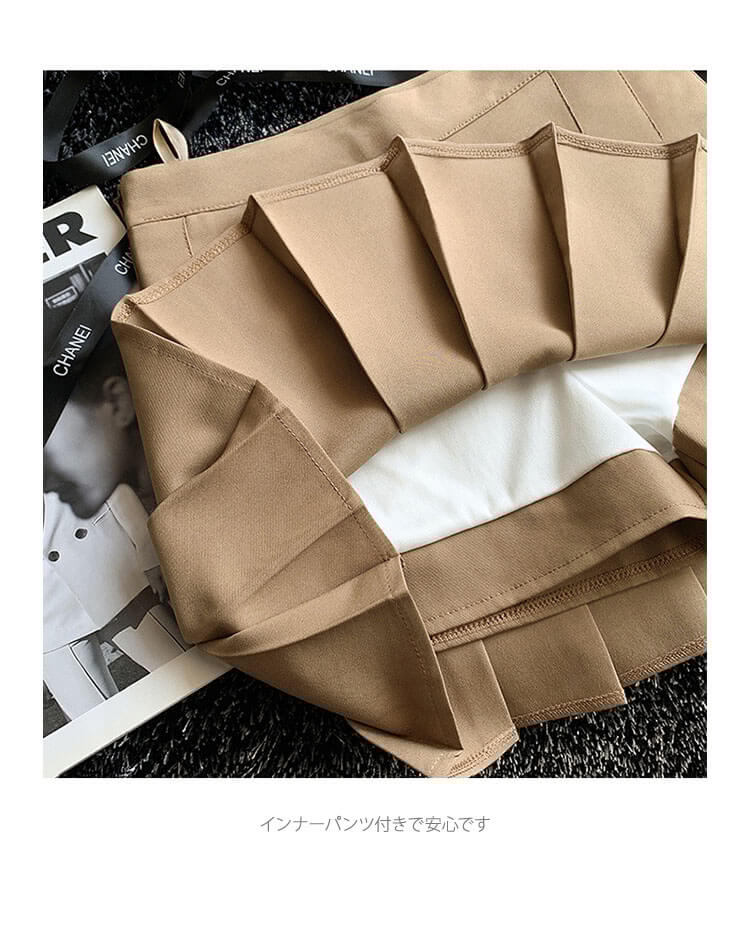 選べる丈感 インナー付き プリーツ ミニスカート 