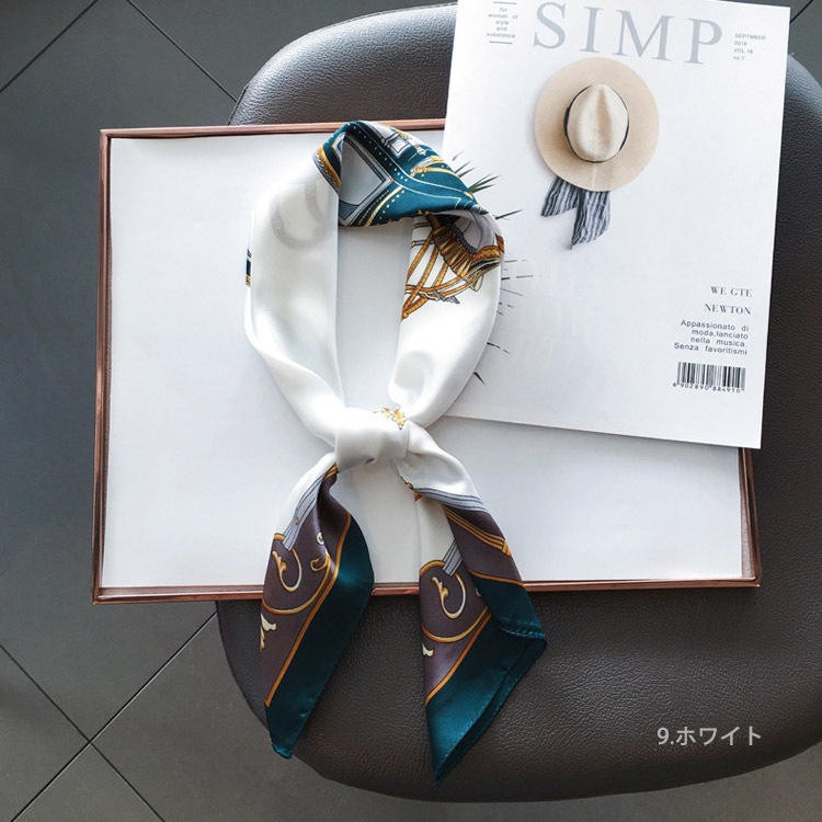 15カラー 正方形 シルク調 スカーフ