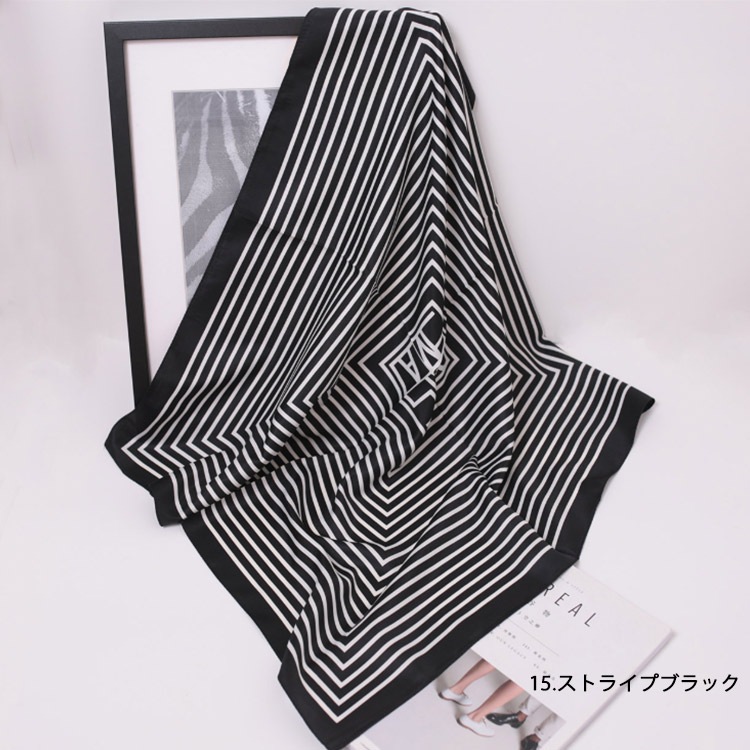 15カラー 正方形 シルク調 スカーフ