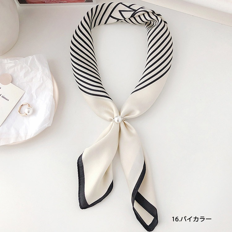 15カラー 正方形 シルク調 スカーフ