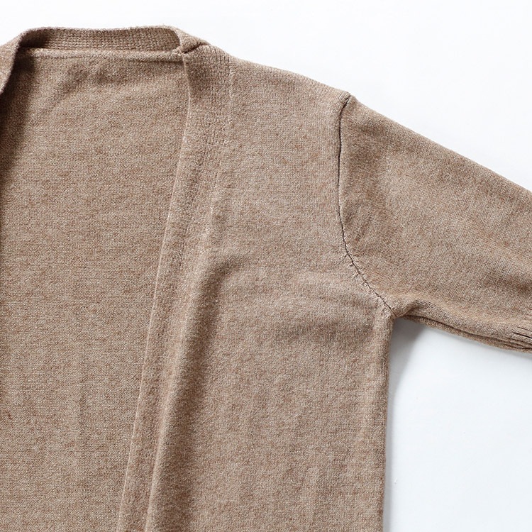 リブ袖 ロング ニットカーディガン