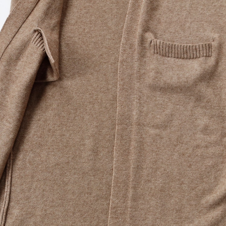 リブ袖 ロング ニットカーディガン