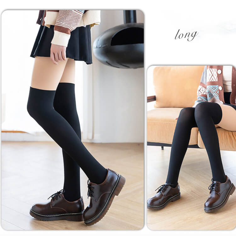 220デニール ソックス 切り替え 生足タイツ